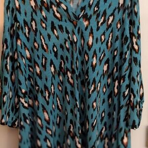 Scarlett Teal Leopard Print Blouse
